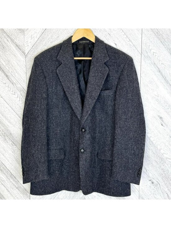 Harris Tweed Other - Vintage Harris Tweed Blazer Sport Coat Jacket Mens Size 42R Charcoal Gray Wool